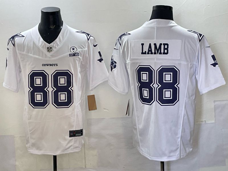 Men 2025 Dallas Cowboys 88 Lamb White 5th generation retro Nike Limited NFL Jersey 01